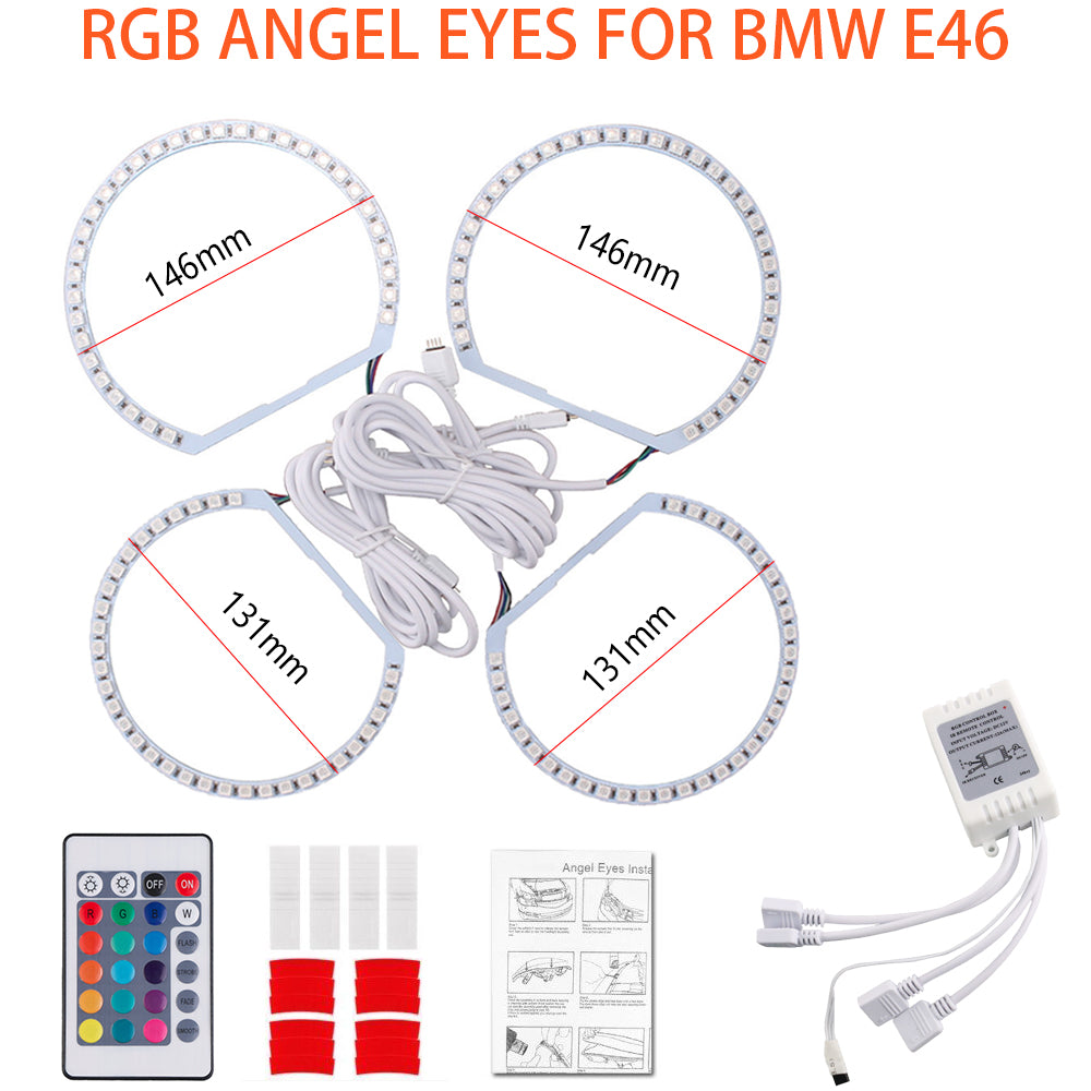 APP Bluetooth LED Angel Eyes Halo Rings for BMW E46 4D coupe e46 sedan non-projector headlight - AKiHalo.com